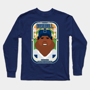 Baseball Blue Pinstripes - Rhubarb Pitchbatter - Hayes version Long Sleeve T-Shirt